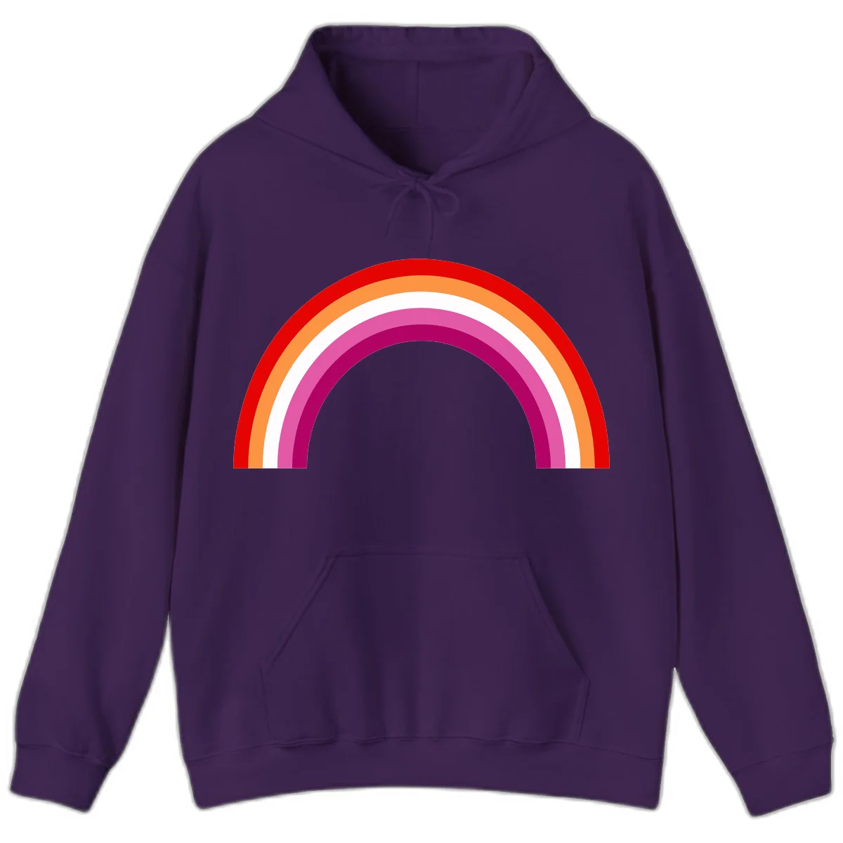 Modern pride rainbow arc with concentric curved stripes in red, orange, white, pink, and magenta colors in Purple