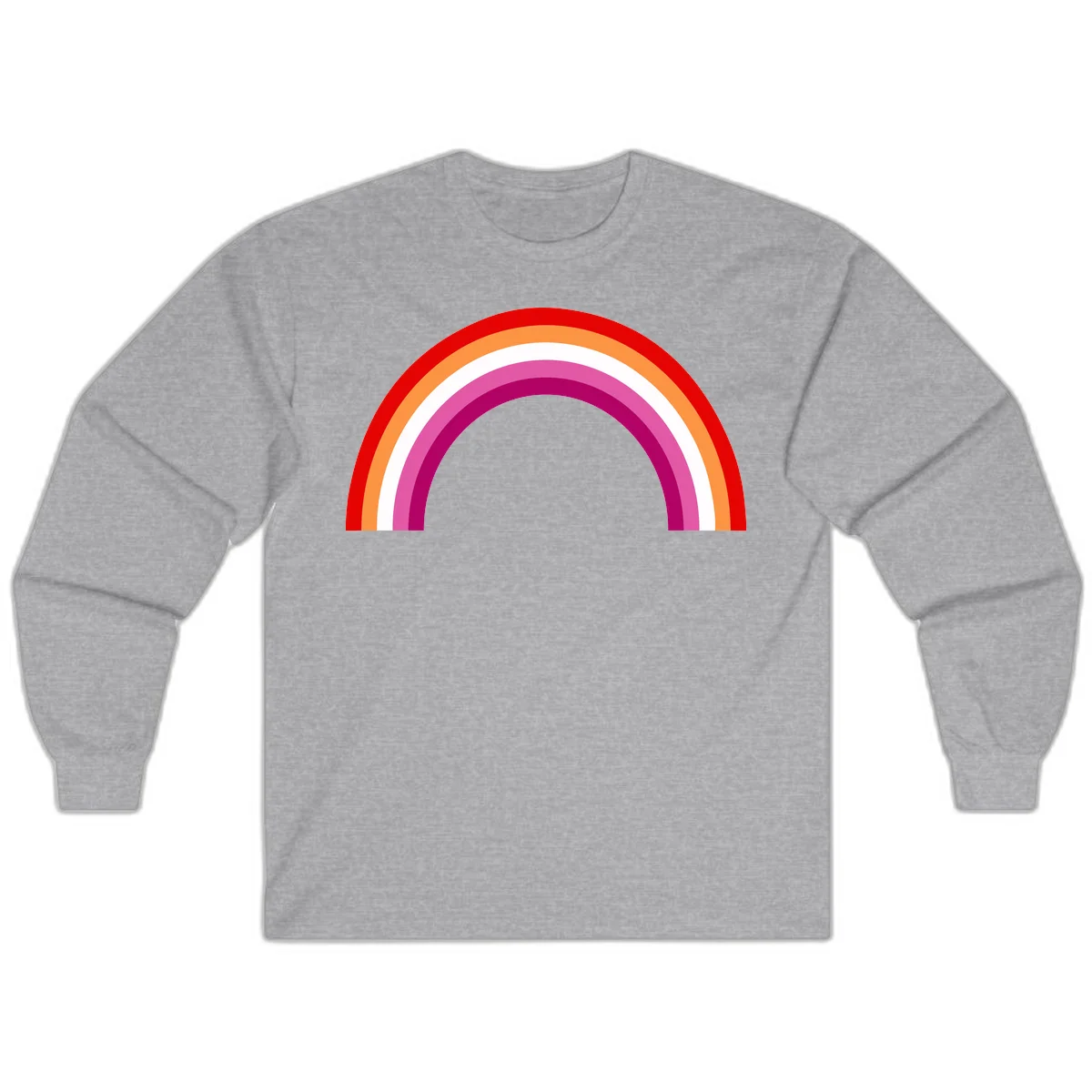 Modern pride rainbow arc with concentric curved stripes in red, orange, white, pink, and magenta colors in Sport Grey
