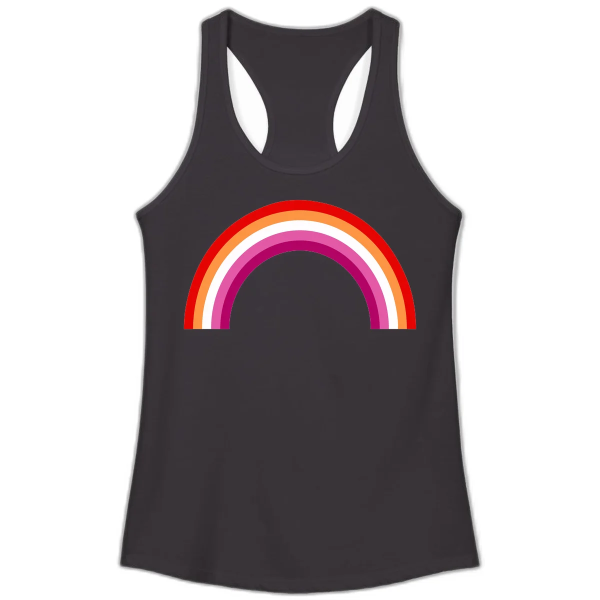 Modern pride rainbow arc with concentric curved stripes in red, orange, white, pink, and magenta colors in Black