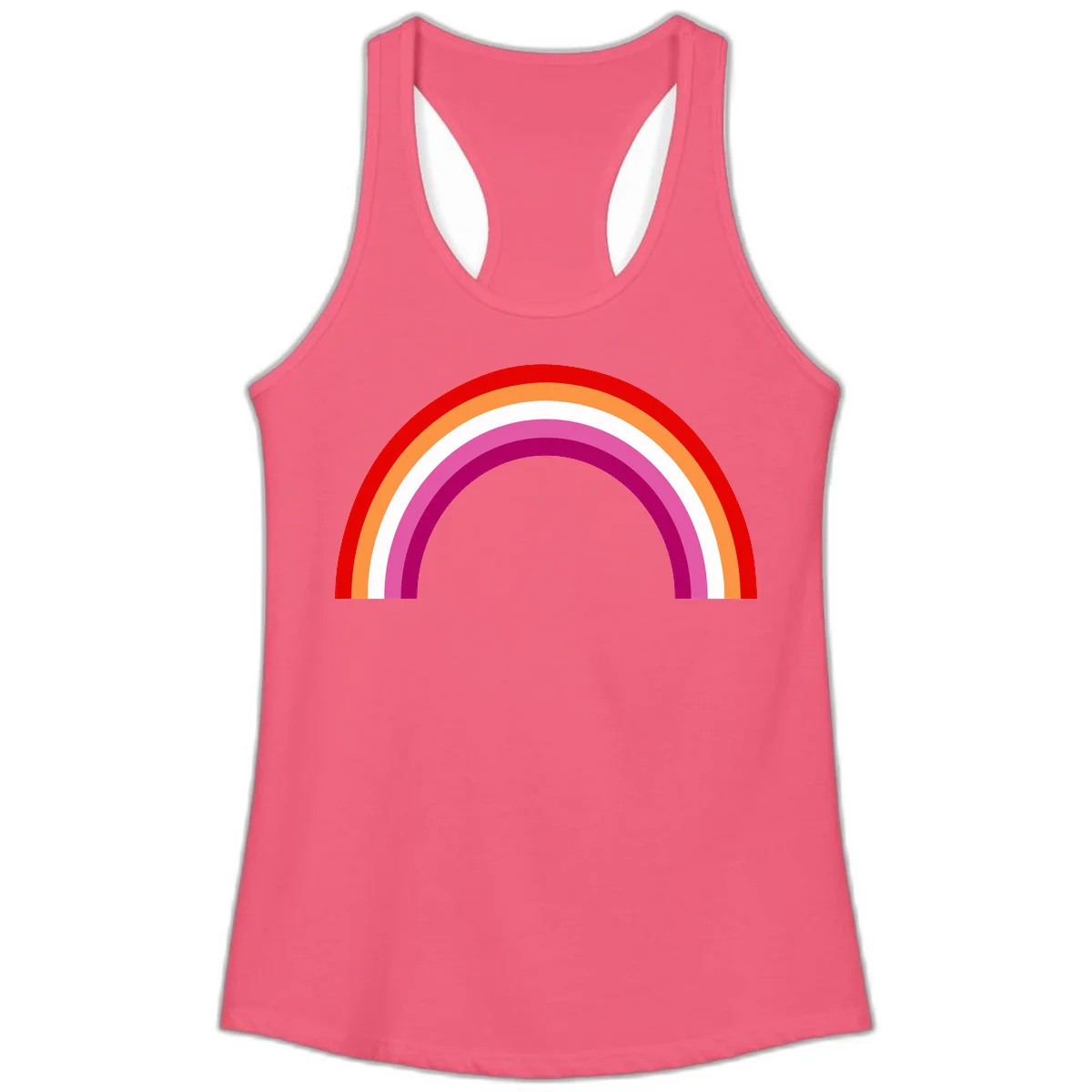 Modern pride rainbow arc with concentric curved stripes in red, orange, white, pink, and magenta colors in Hot Pink