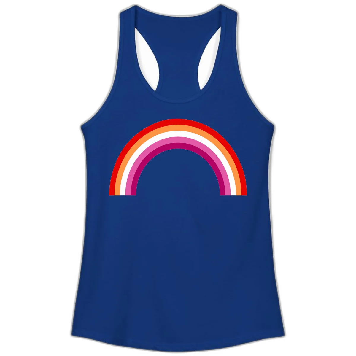 Modern pride rainbow arc with concentric curved stripes in red, orange, white, pink, and magenta colors in Solid Royal