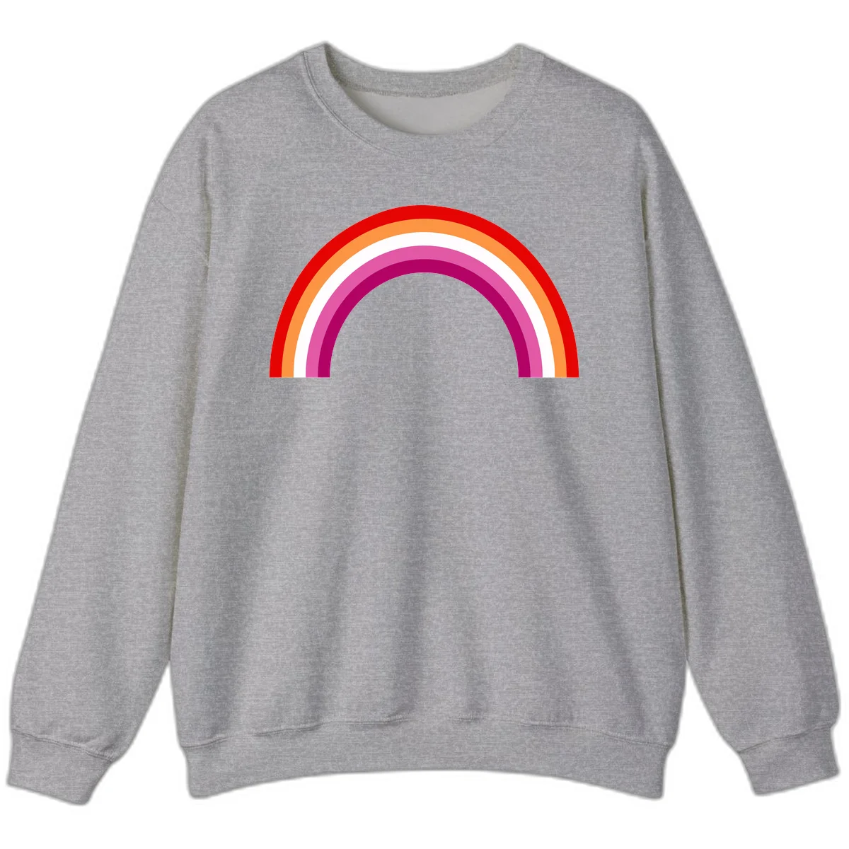 Modern pride rainbow arc with concentric curved stripes in red, orange, white, pink, and magenta colors in Sport Grey