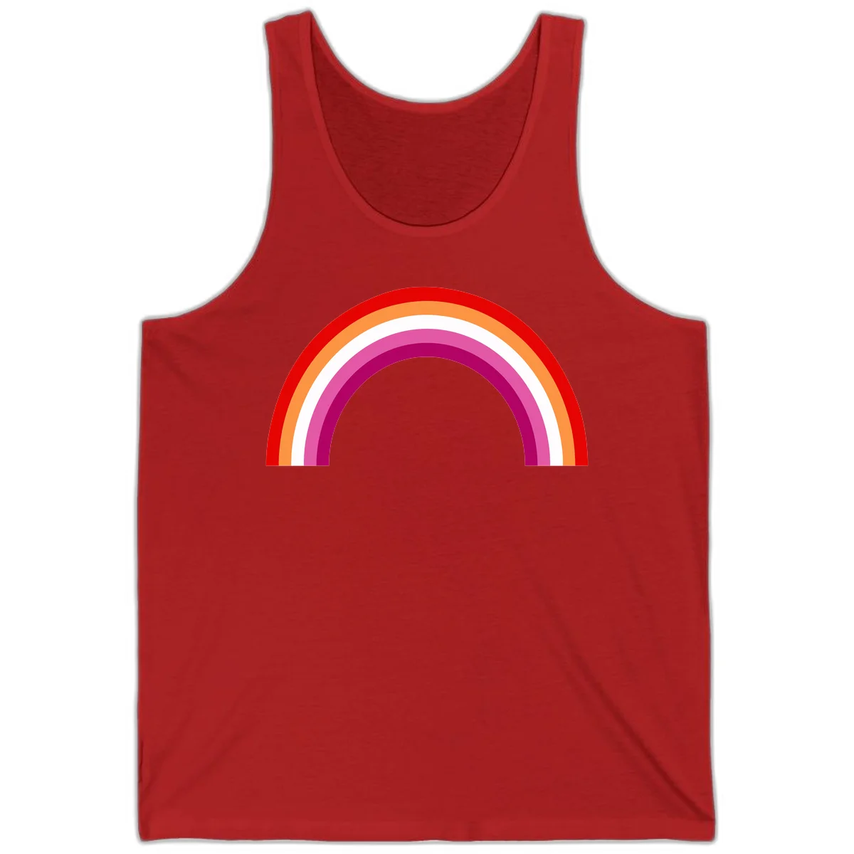 Modern pride rainbow arc with concentric curved stripes in red, orange, white, pink, and magenta colors in Red