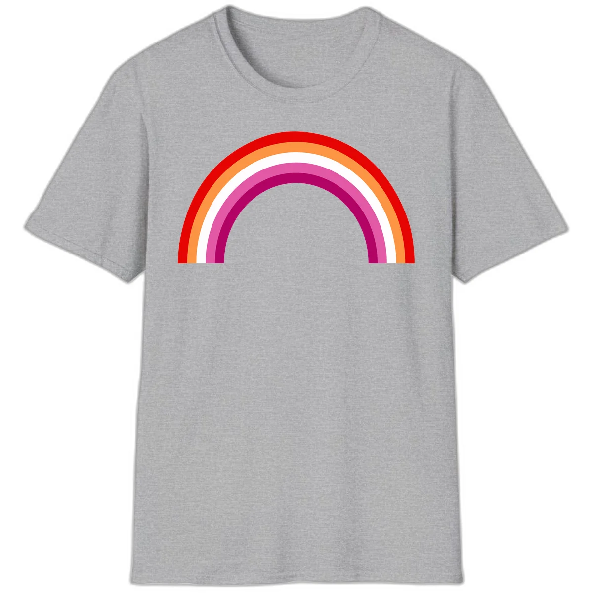 Modern pride rainbow arc with concentric curved stripes in red, orange, white, pink, and magenta colors in Sport Grey