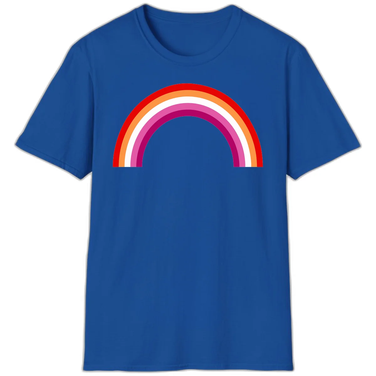 Modern pride rainbow arc with concentric curved stripes in red, orange, white, pink, and magenta colors in Royal