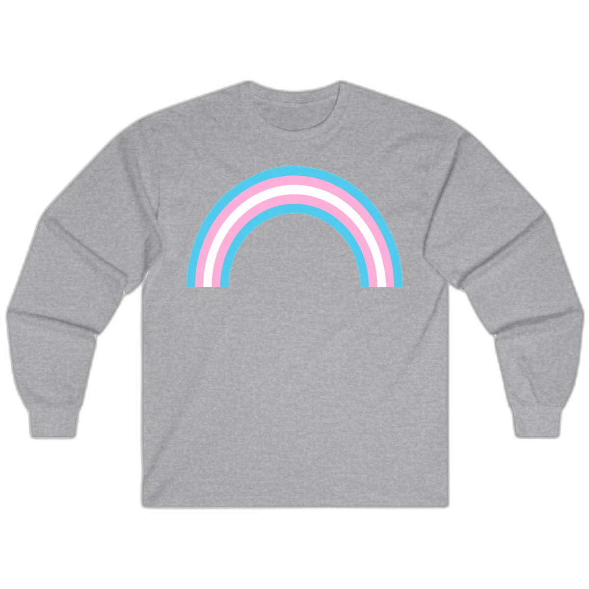 Pastel rainbow arch with five concentric bands in cyan, pink, and white on gray background in Sport Grey