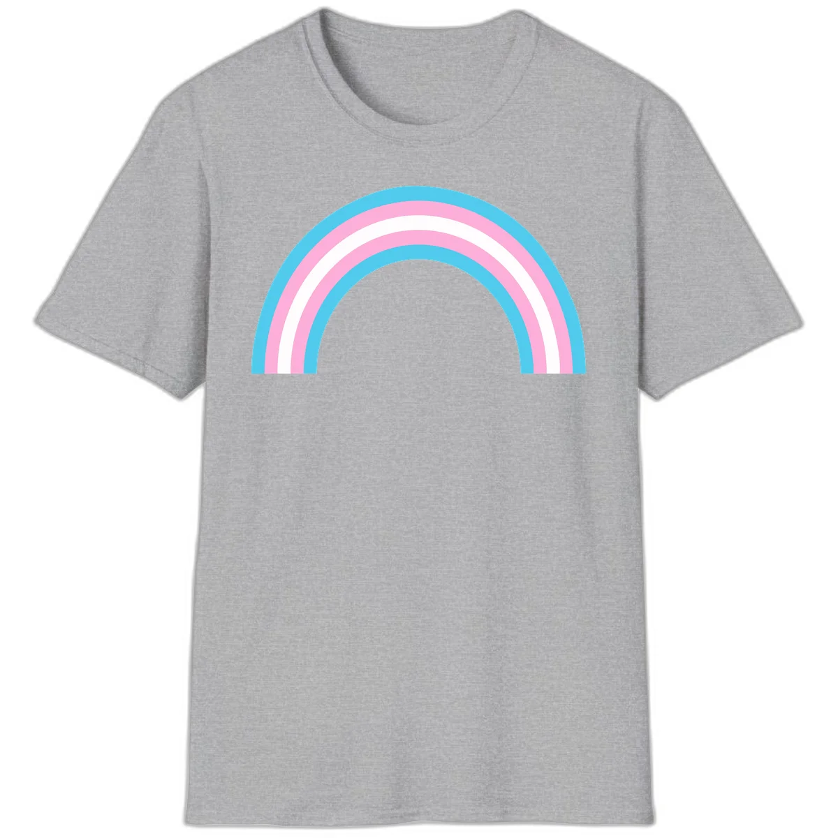 Pastel rainbow arch with five concentric bands in cyan, pink, and white on gray background in Sport Grey