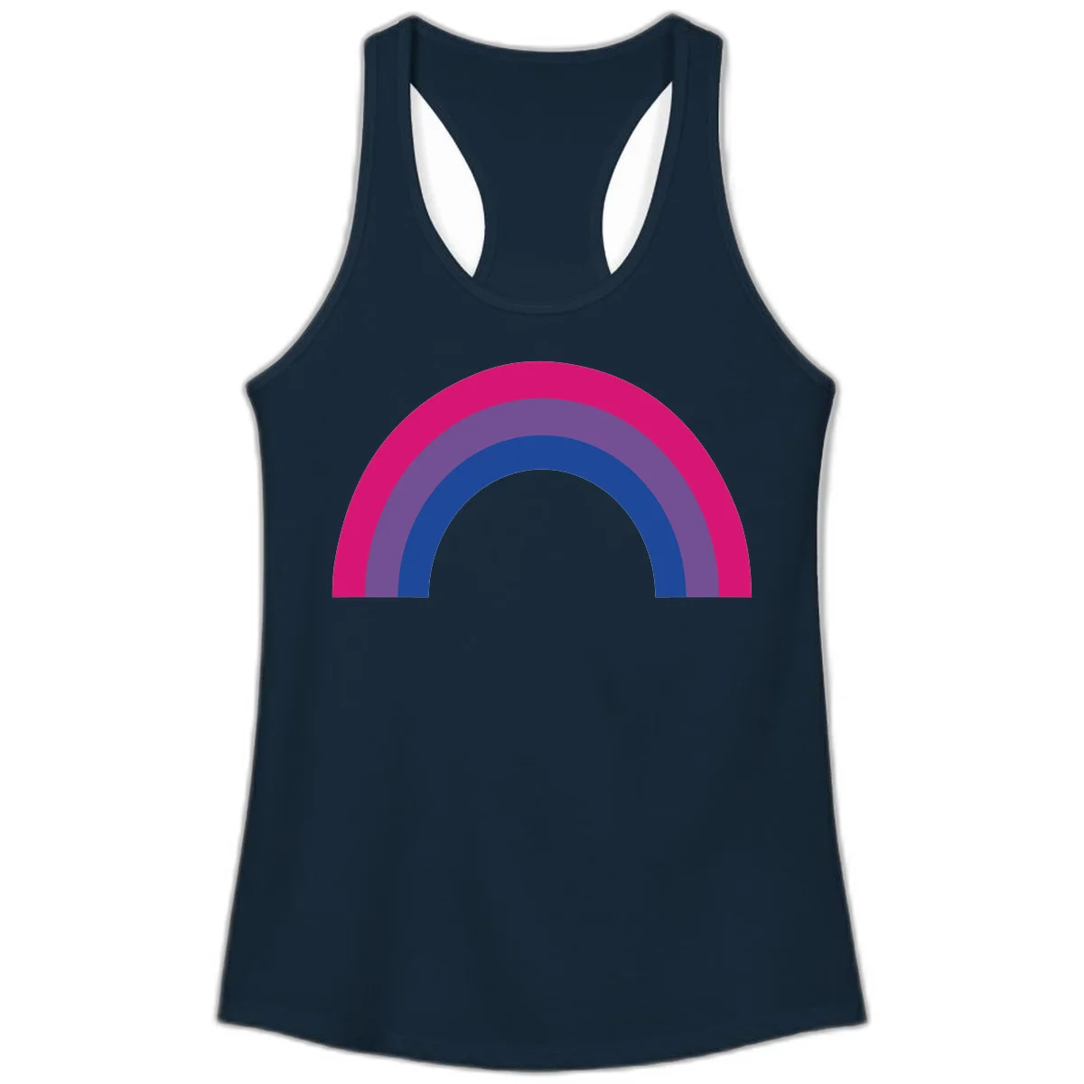 Concentric rainbow arcs design featuring nested magenta, purple, blue and gray semicircles in a modern geometric pattern in Solid Midnight Navy