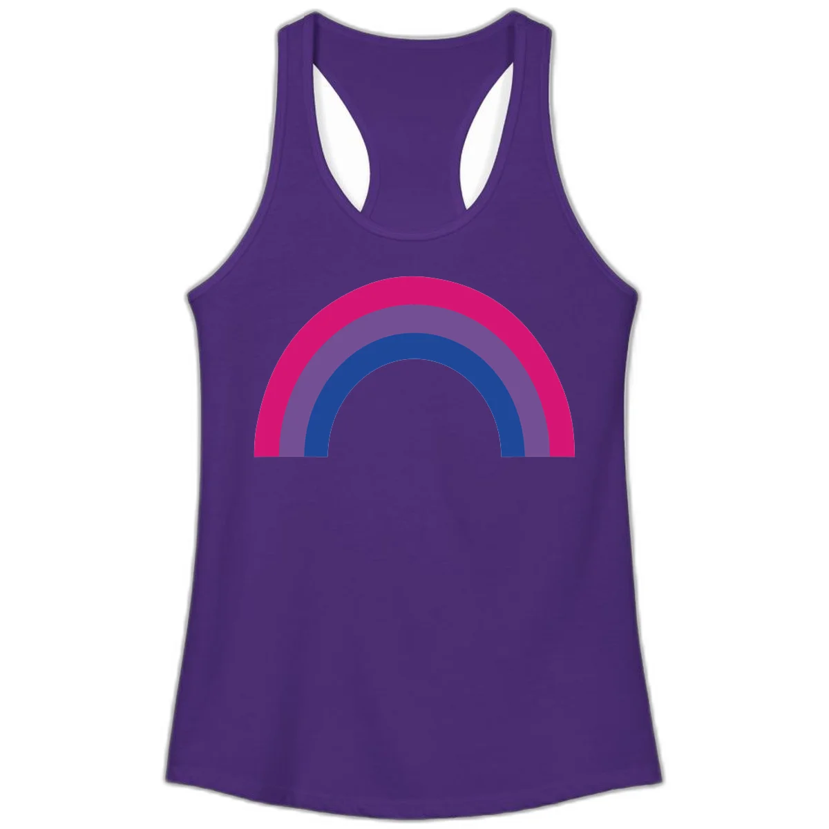Concentric rainbow arcs design featuring nested magenta, purple, blue and gray semicircles in a modern geometric pattern in Solid Purple Rush