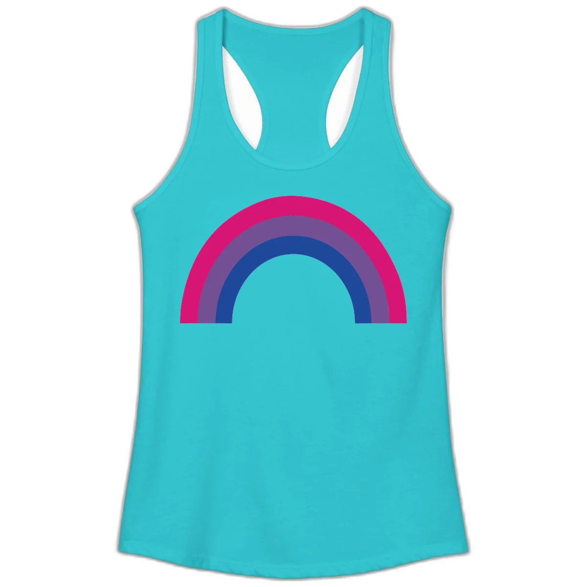 Concentric rainbow arcs design featuring nested magenta, purple, blue and gray semicircles in a modern geometric pattern in Solid Tahiti Blue