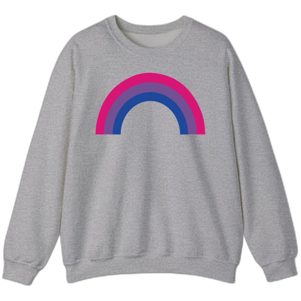 Concentric rainbow arcs design featuring nested magenta, purple, blue and gray semicircles in a modern geometric pattern in Sport Grey