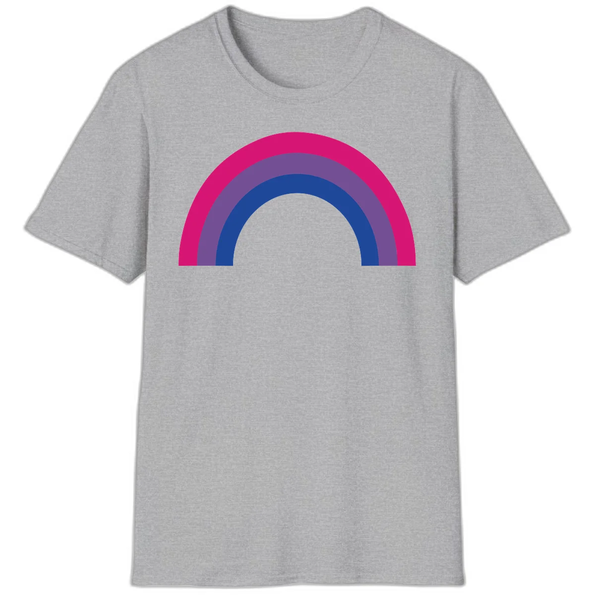 Concentric rainbow arcs design featuring nested magenta, purple, blue and gray semicircles in a modern geometric pattern in Sport Grey