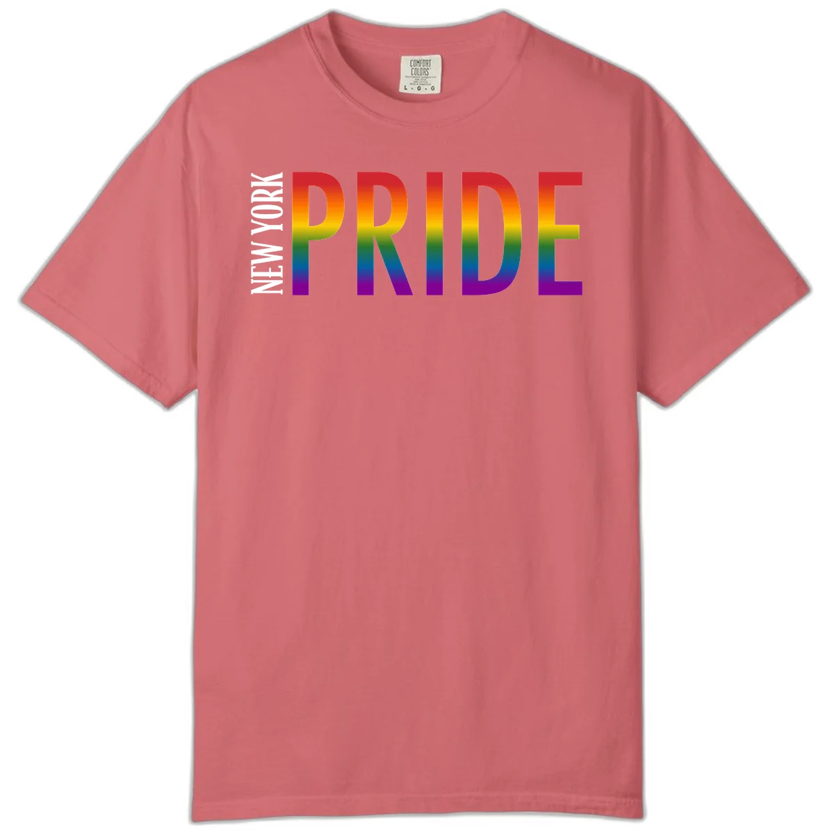 Pride rainbow gradient text design with bold letters transitioning through red, orange, yellow, green, blue, and purple spectrum colors in Watermelon