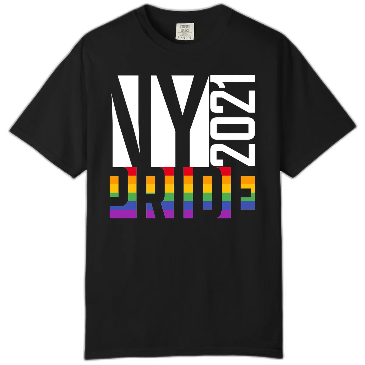 Bold 'LIVE' text integrated with rainbow pride flag stripes in red, orange, yellow, green, blue, and purple colors on gray background in Black