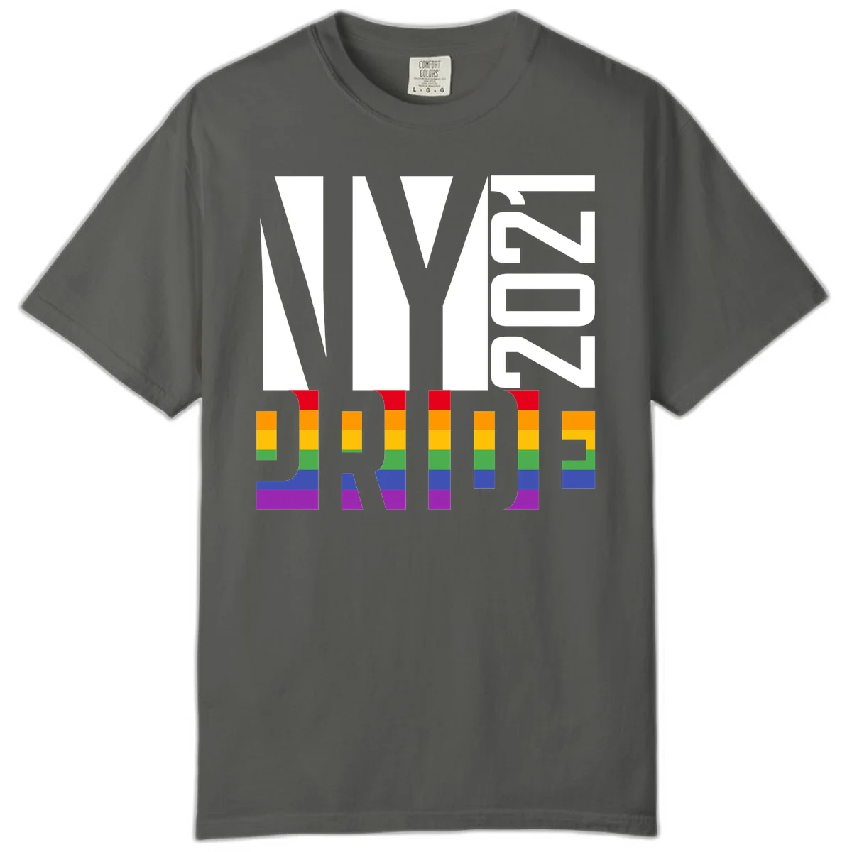 Bold 'LIVE' text integrated with rainbow pride flag stripes in red, orange, yellow, green, blue, and purple colors on gray background in Pepper