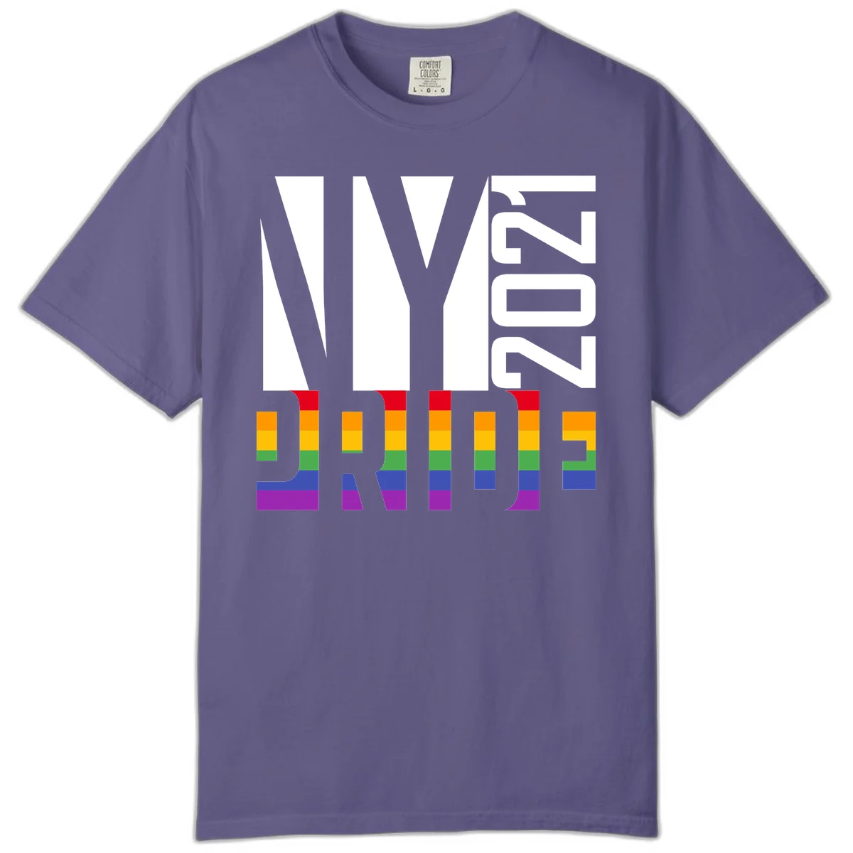 Bold 'LIVE' text integrated with rainbow pride flag stripes in red, orange, yellow, green, blue, and purple colors on gray background in Grape