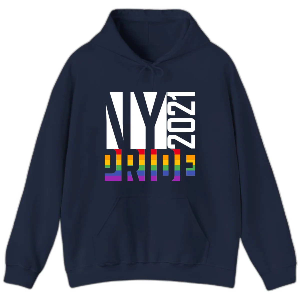 Bold 'LIVE' text integrated with rainbow pride flag stripes in red, orange, yellow, green, blue, and purple colors on gray background in Navy