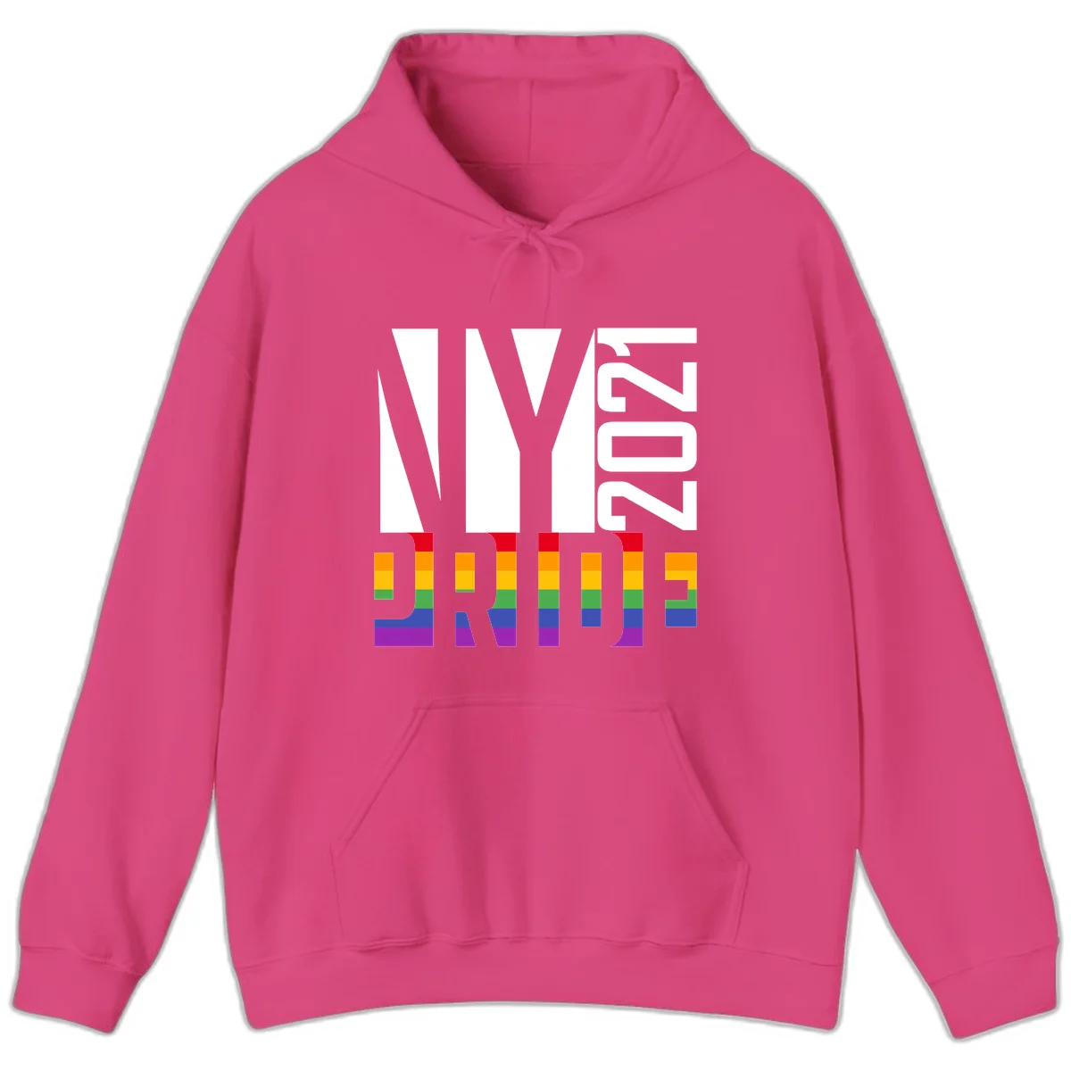 Bold 'LIVE' text integrated with rainbow pride flag stripes in red, orange, yellow, green, blue, and purple colors on gray background in Heliconia