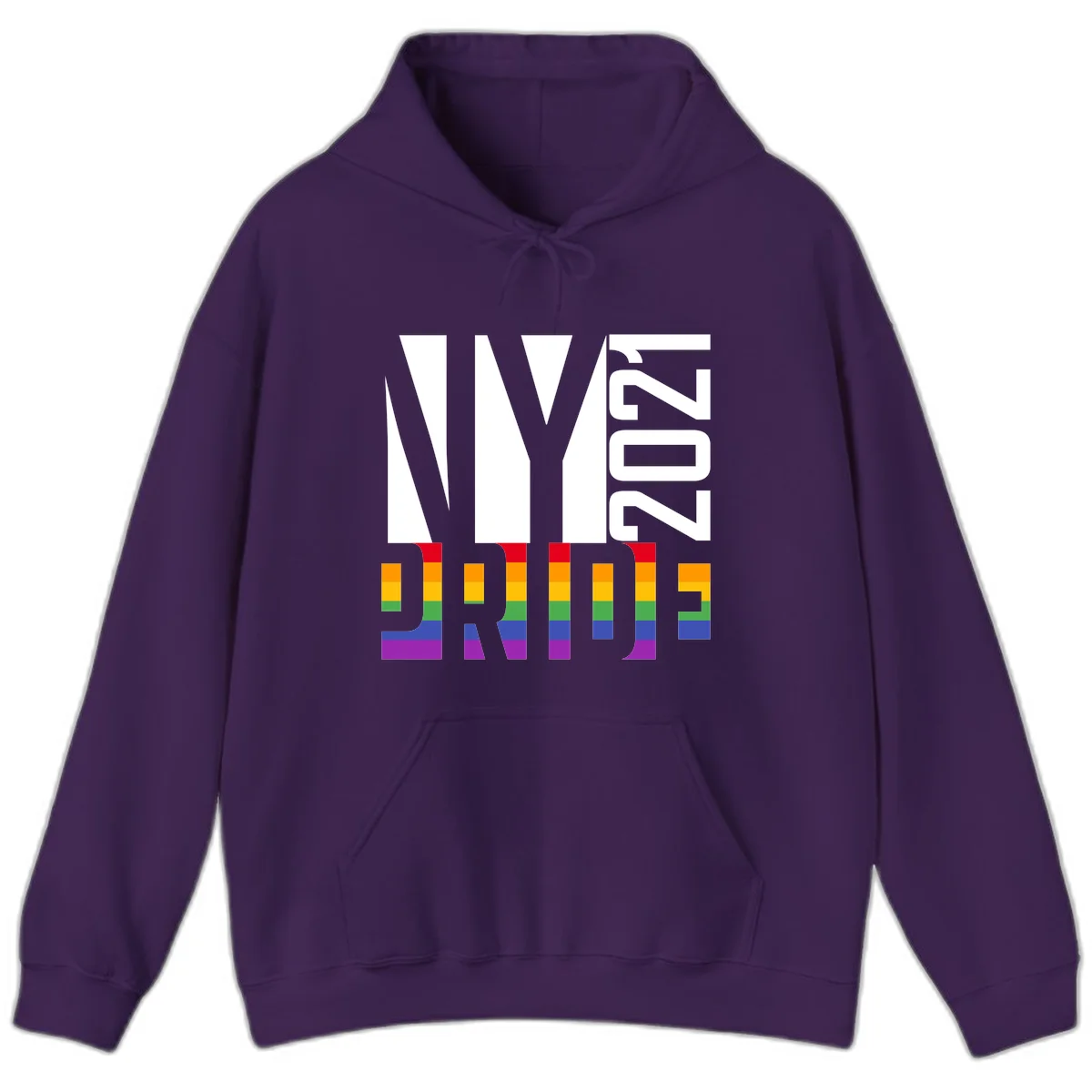 Bold 'LIVE' text integrated with rainbow pride flag stripes in red, orange, yellow, green, blue, and purple colors on gray background in Purple