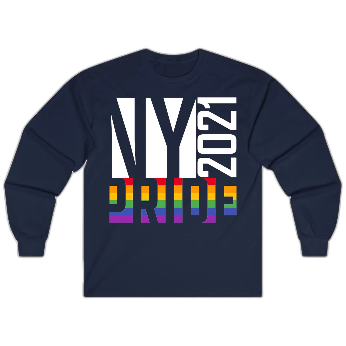 Bold 'LIVE' text integrated with rainbow pride flag stripes in red, orange, yellow, green, blue, and purple colors on gray background in Navy