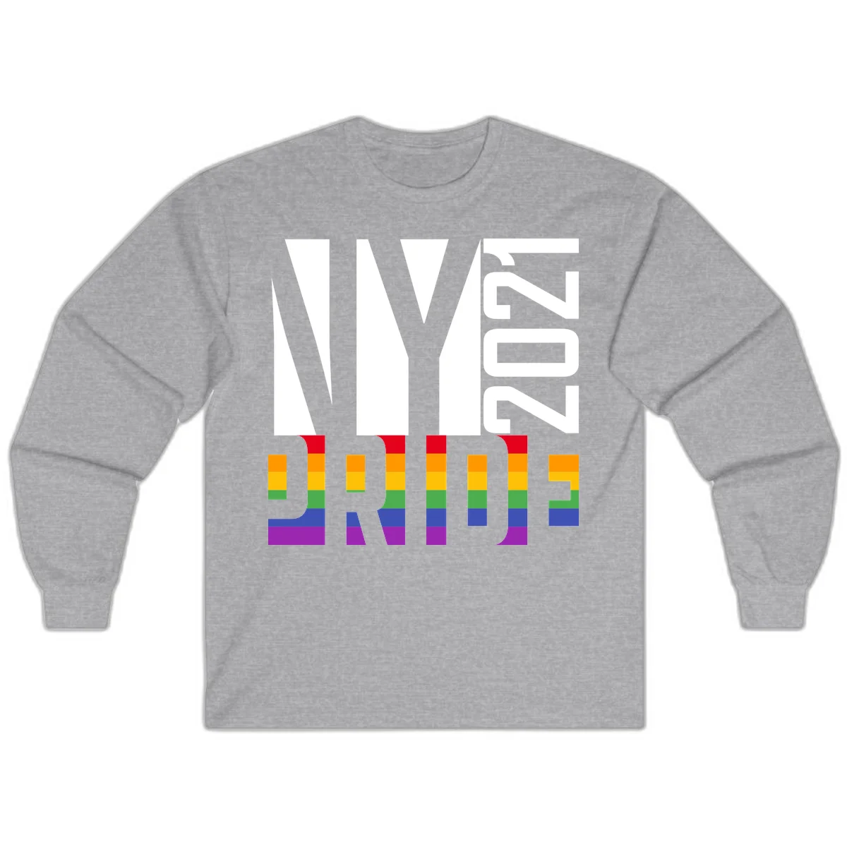 Bold 'LIVE' text integrated with rainbow pride flag stripes in red, orange, yellow, green, blue, and purple colors on gray background in Sport Grey