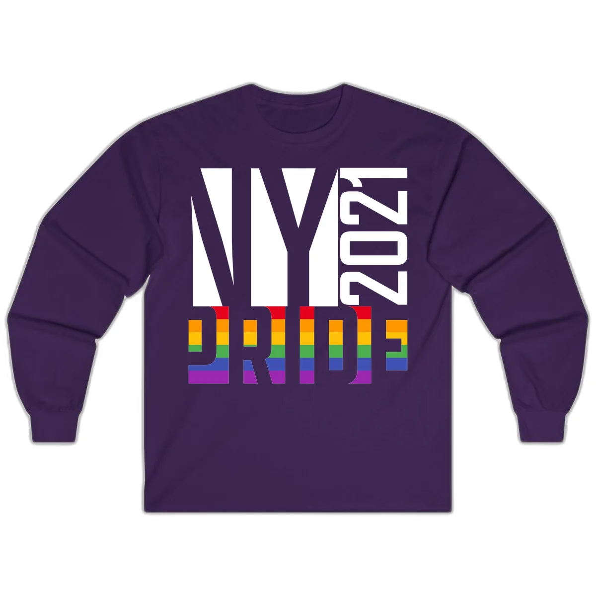 Bold 'LIVE' text integrated with rainbow pride flag stripes in red, orange, yellow, green, blue, and purple colors on gray background in Purple