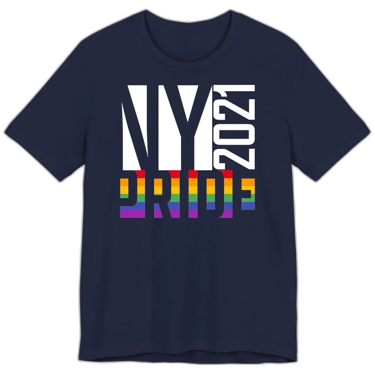 Bold 'LIVE' text integrated with rainbow pride flag stripes in red, orange, yellow, green, blue, and purple colors on gray background in Navy