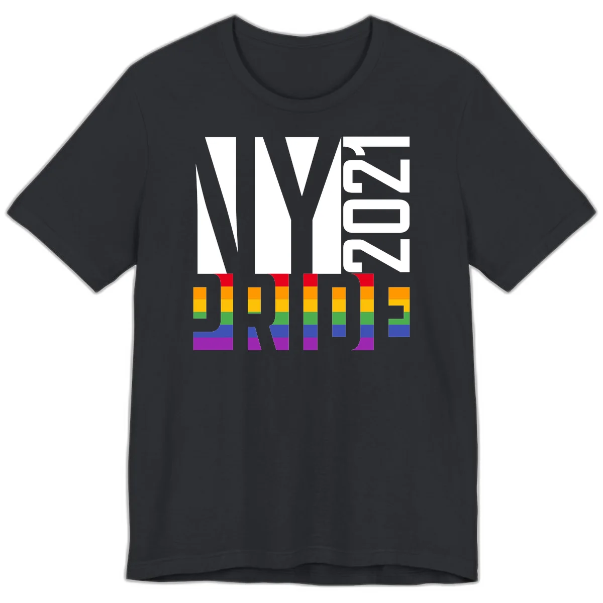 Bold 'LIVE' text integrated with rainbow pride flag stripes in red, orange, yellow, green, blue, and purple colors on gray background in Vintage Black