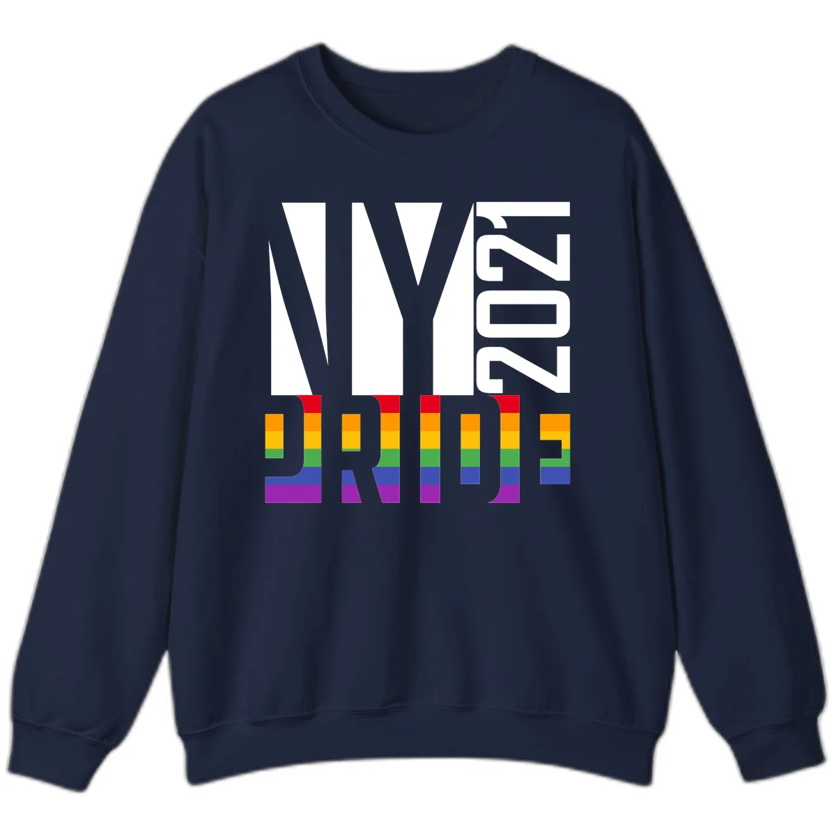 Bold 'LIVE' text integrated with rainbow pride flag stripes in red, orange, yellow, green, blue, and purple colors on gray background in Navy