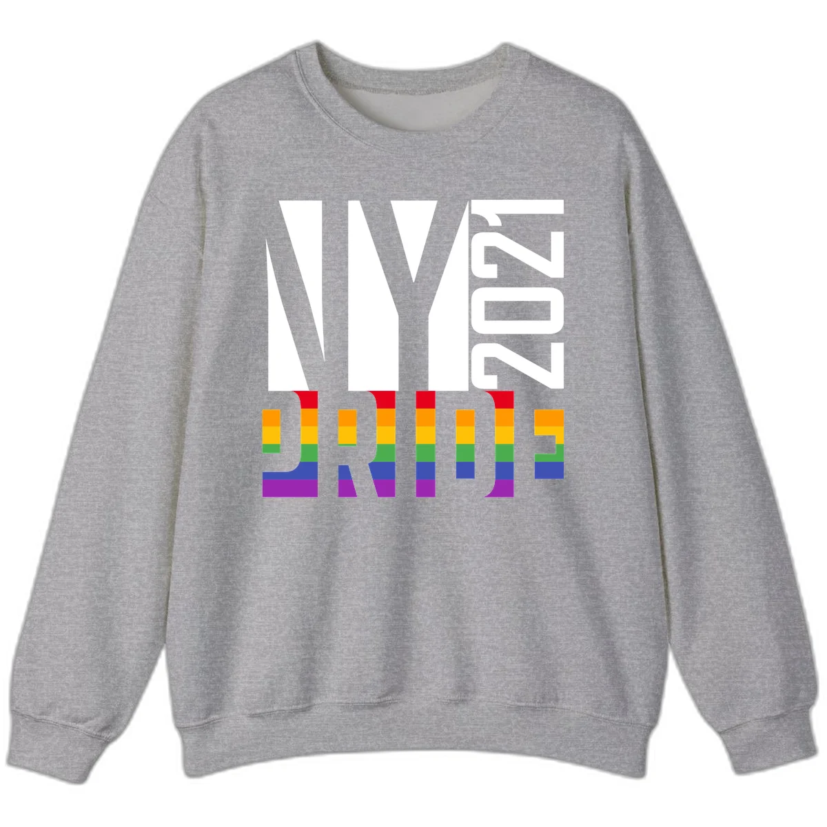 Bold 'LIVE' text integrated with rainbow pride flag stripes in red, orange, yellow, green, blue, and purple colors on gray background in Sport Grey