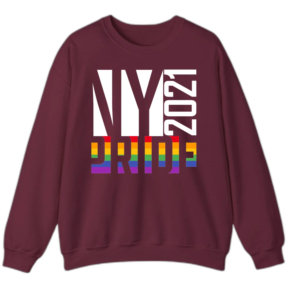 Bold 'LIVE' text integrated with rainbow pride flag stripes in red, orange, yellow, green, blue, and purple colors on gray background in Maroon