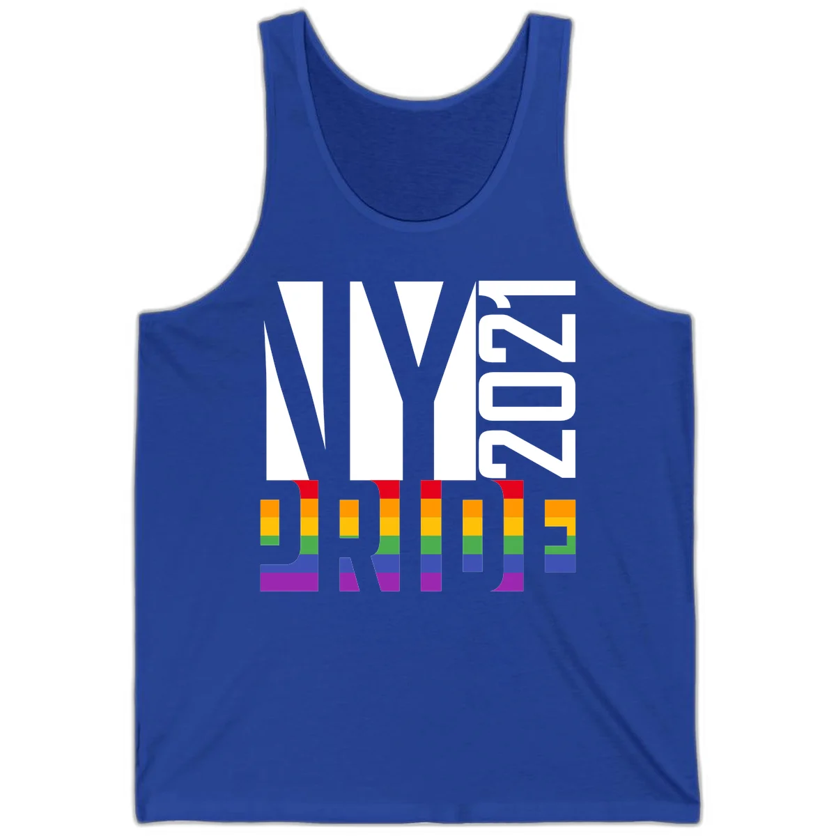 Bold 'LIVE' text integrated with rainbow pride flag stripes in red, orange, yellow, green, blue, and purple colors on gray background in True Royal