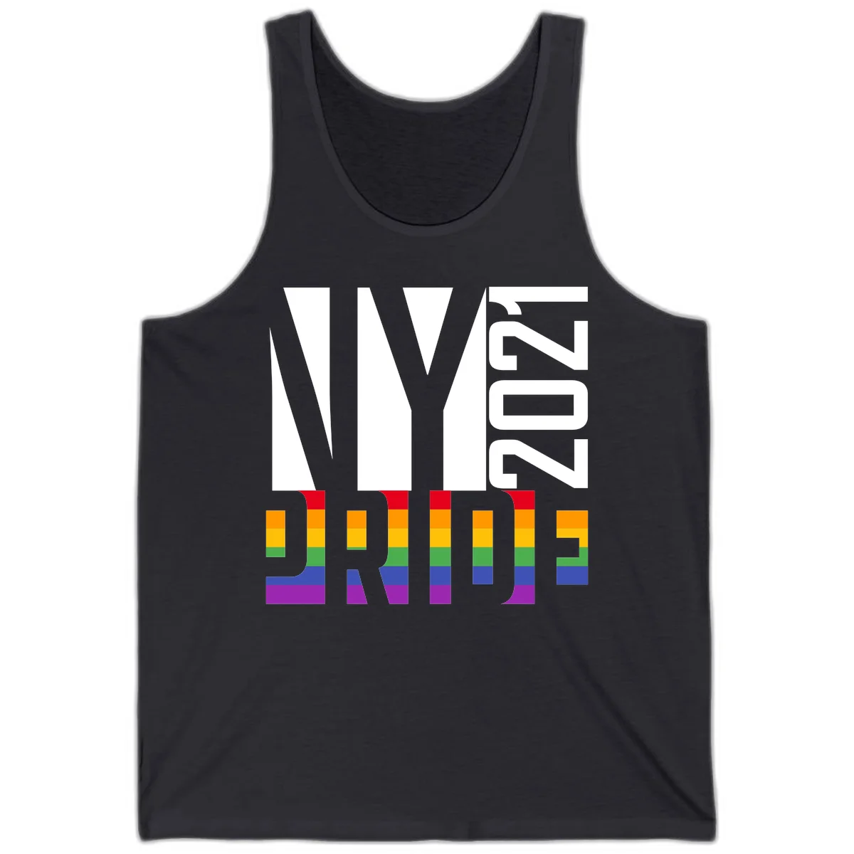 Bold 'LIVE' text integrated with rainbow pride flag stripes in red, orange, yellow, green, blue, and purple colors on gray background in Dark Grey