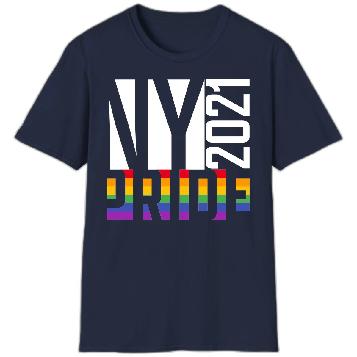 Bold 'LIVE' text integrated with rainbow pride flag stripes in red, orange, yellow, green, blue, and purple colors on gray background in Navy