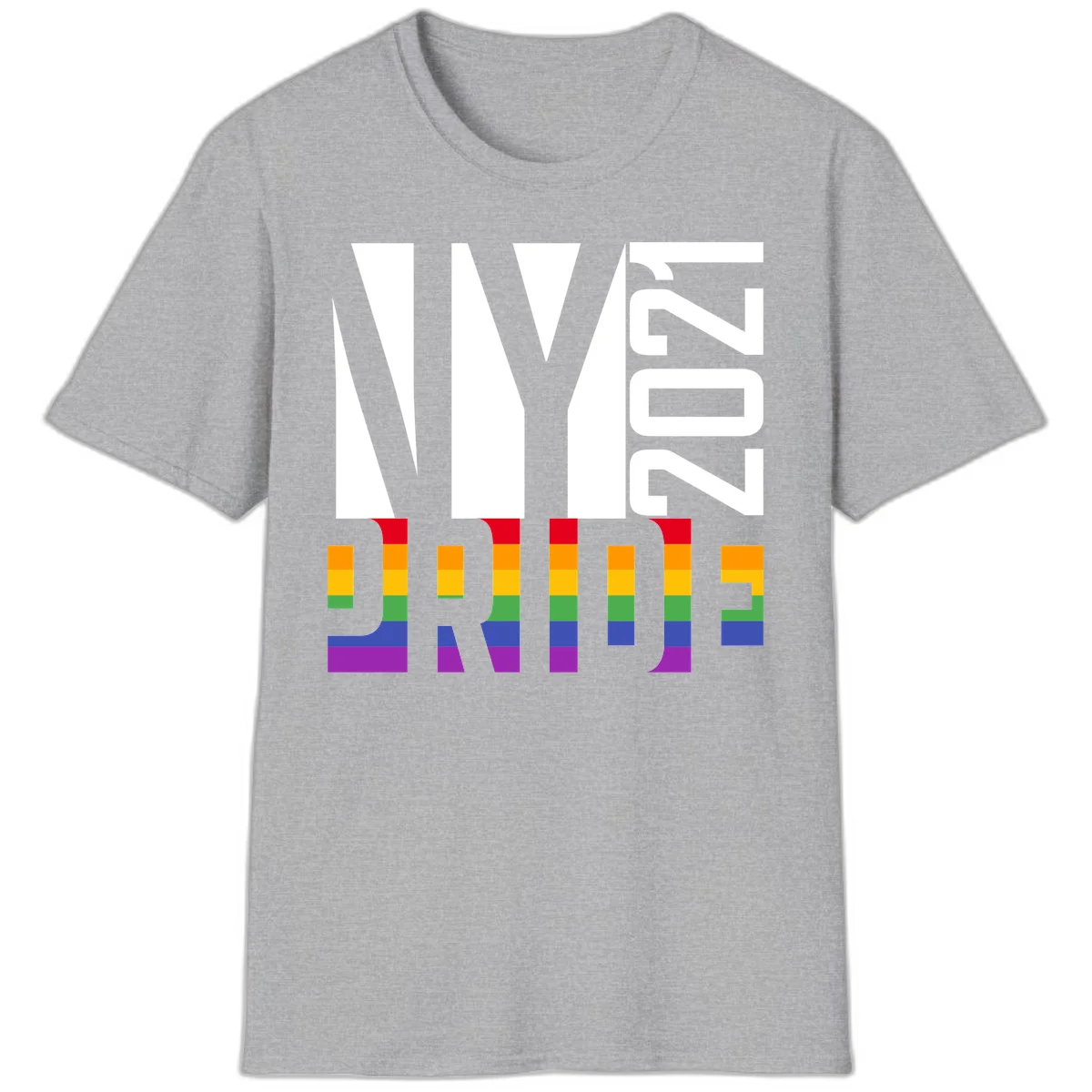 Bold 'LIVE' text integrated with rainbow pride flag stripes in red, orange, yellow, green, blue, and purple colors on gray background in Sport Grey