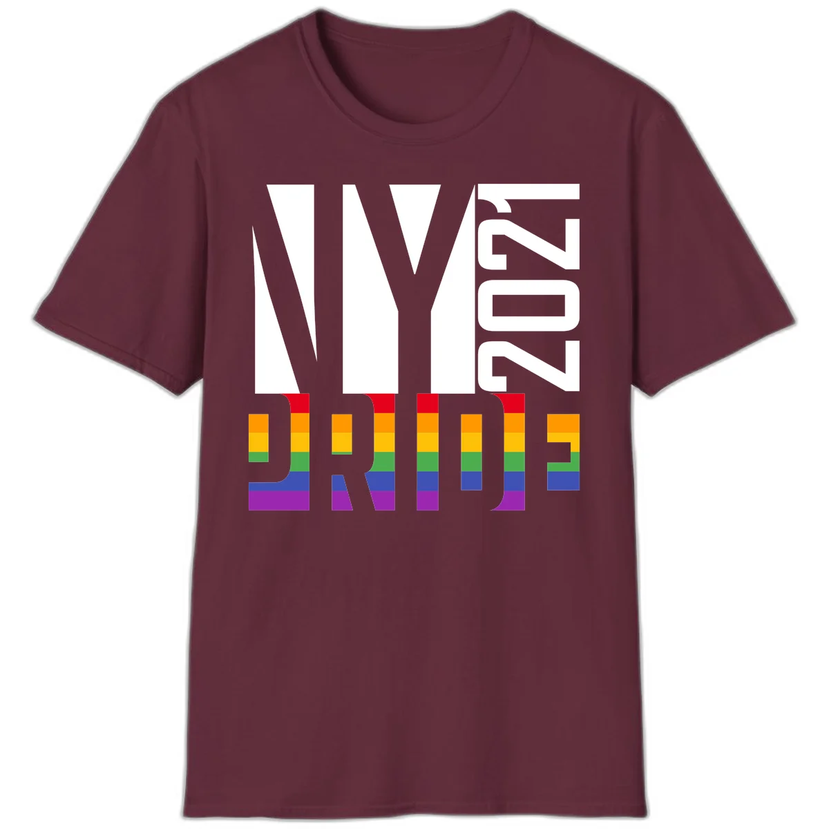 Bold 'LIVE' text integrated with rainbow pride flag stripes in red, orange, yellow, green, blue, and purple colors on gray background in Maroon
