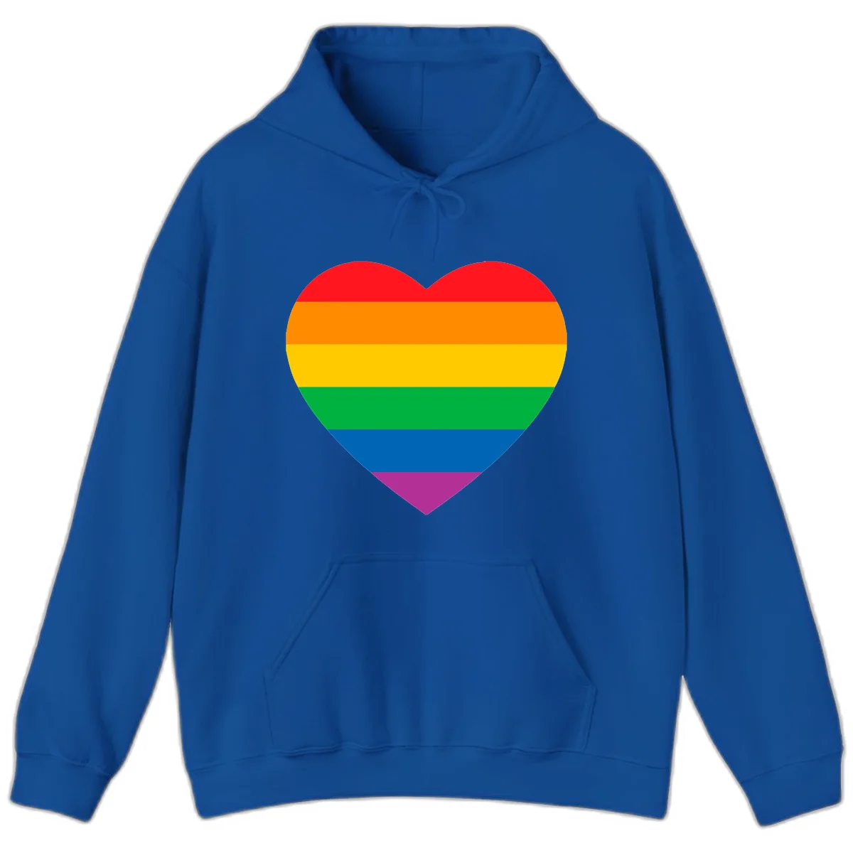 Rainbow heart design with horizontal stripes in pride flag colors: red, orange, yellow, green, blue, and purple. in Royal