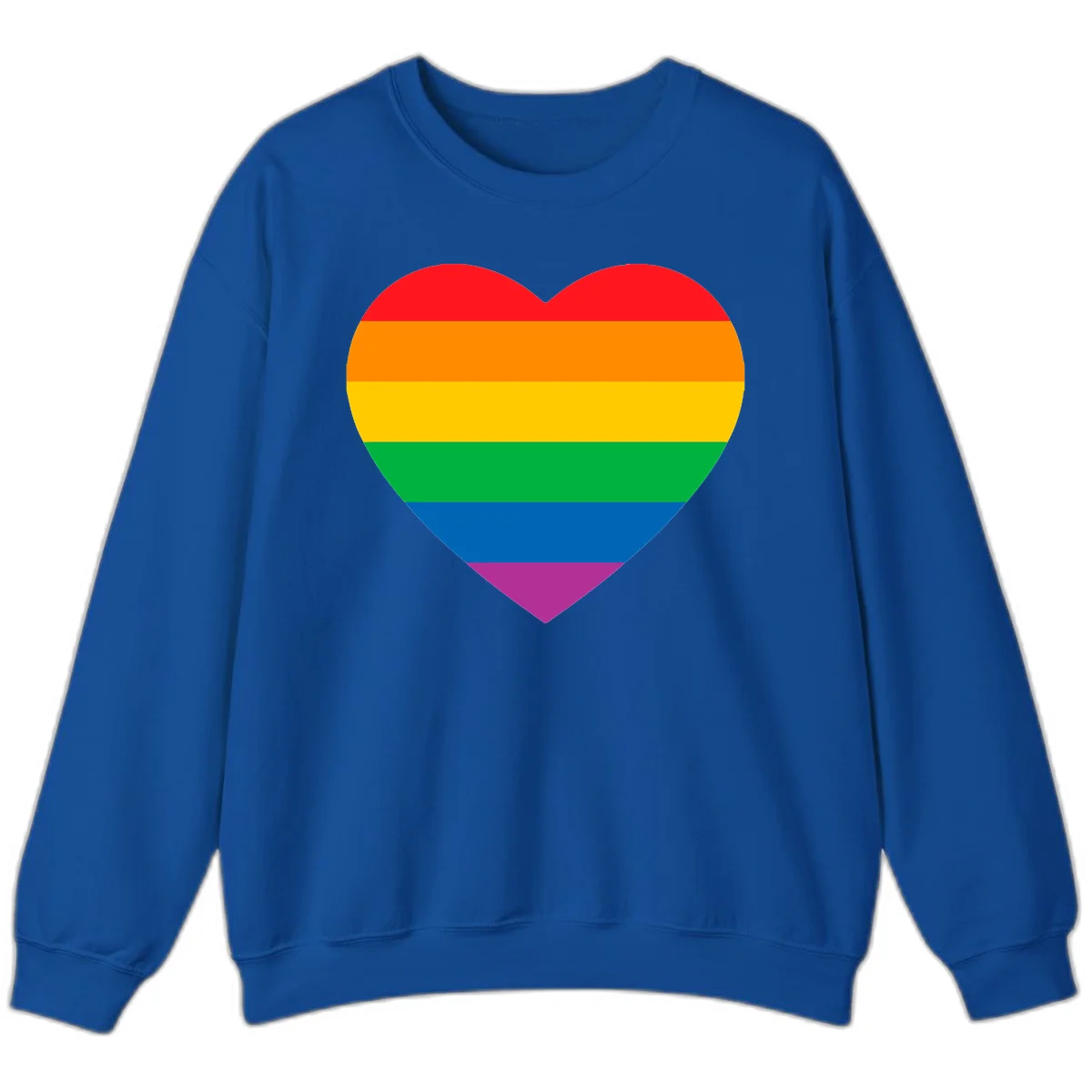 Rainbow heart design with horizontal stripes in pride flag colors: red, orange, yellow, green, blue, and purple. in Royal