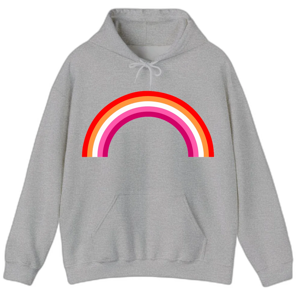 Colorful rainbow pride arc with concentric bands in red, orange, white, pink, and magenta against gray background in Sport Grey