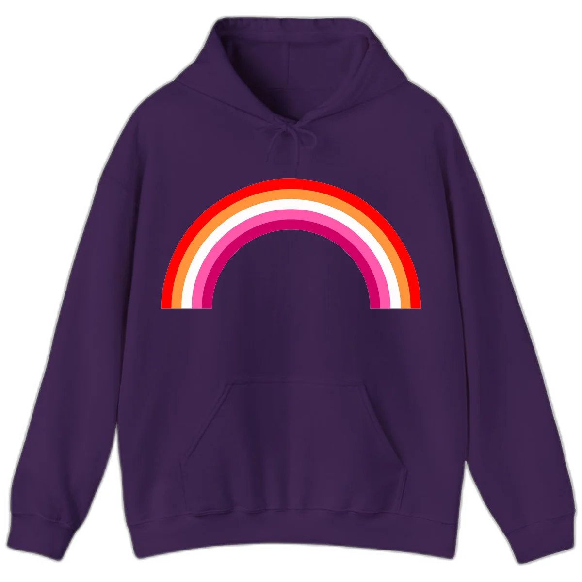 Colorful rainbow pride arc with concentric bands in red, orange, white, pink, and magenta against gray background in Purple