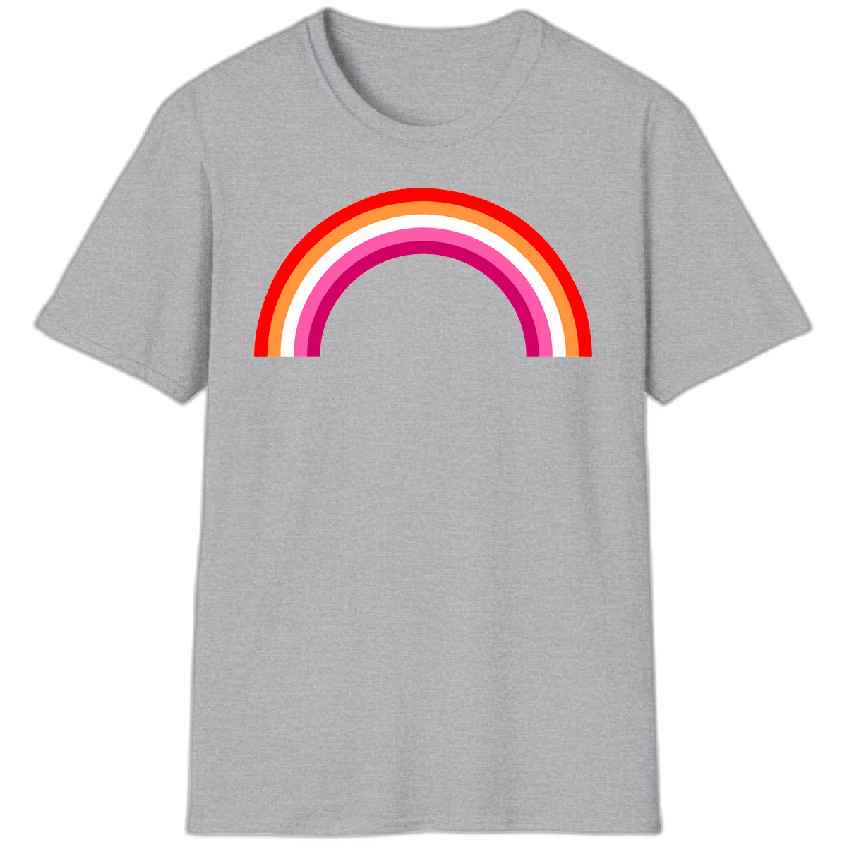 Colorful rainbow pride arc with concentric bands in red, orange, white, pink, and magenta against gray background in Sport Grey