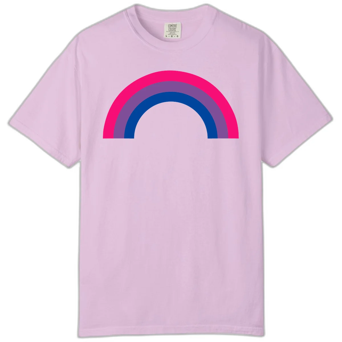 Concentric rainbow pride design featuring four nested semicircular arcs in hot pink, purple, dark blue, and gray. in Orchid