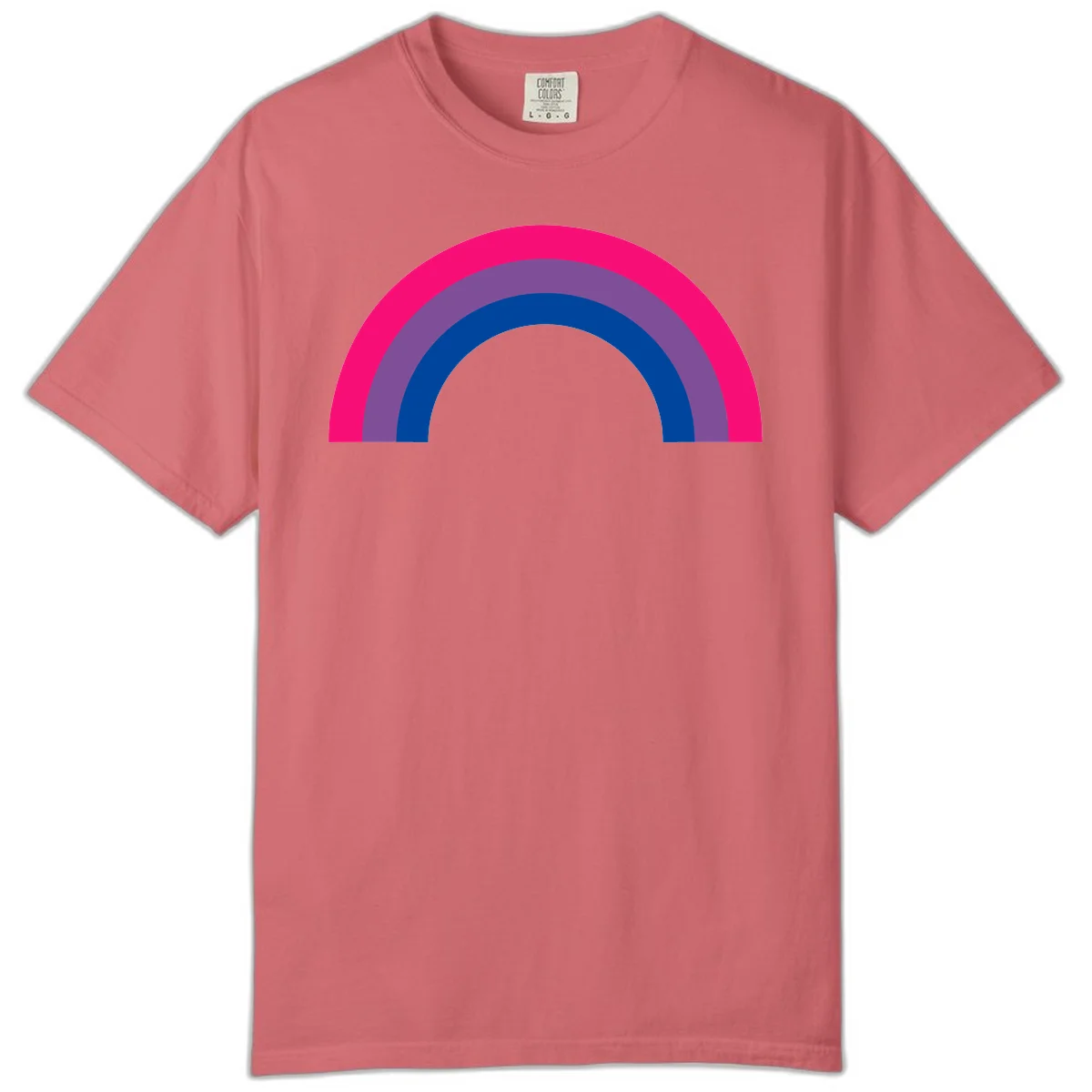 Concentric rainbow pride design featuring four nested semicircular arcs in hot pink, purple, dark blue, and gray. in Watermelon