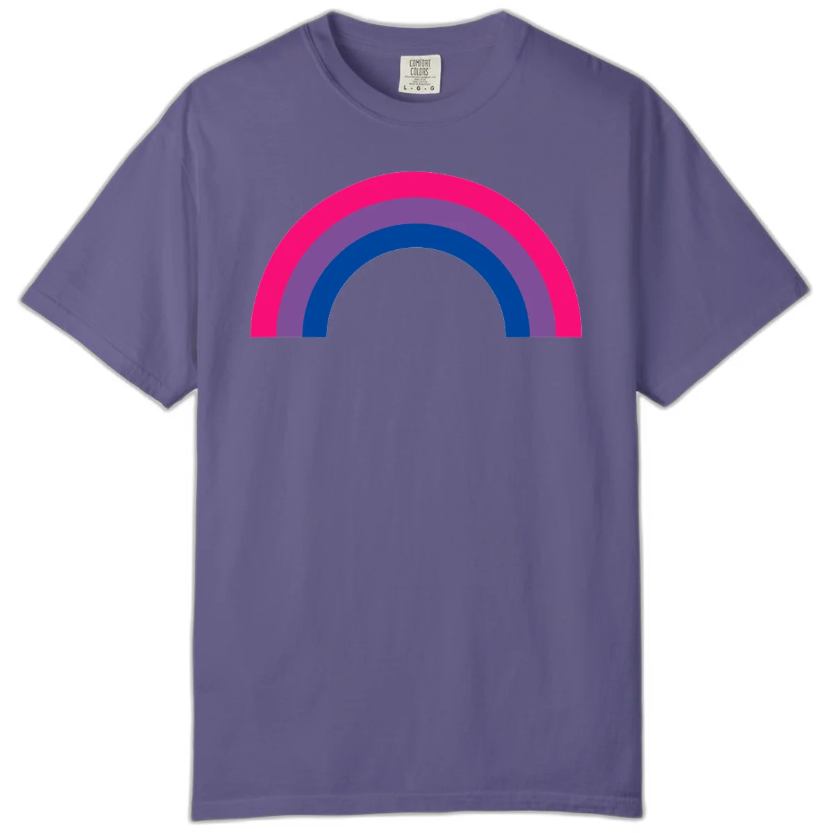 Concentric rainbow pride design featuring four nested semicircular arcs in hot pink, purple, dark blue, and gray. in Grape
