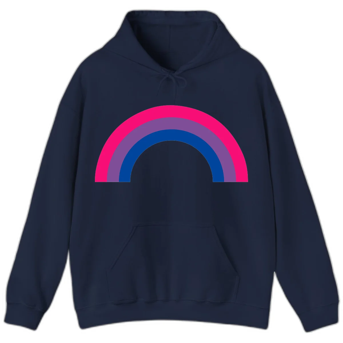 Concentric rainbow pride design featuring four nested semicircular arcs in hot pink, purple, dark blue, and gray. in Navy