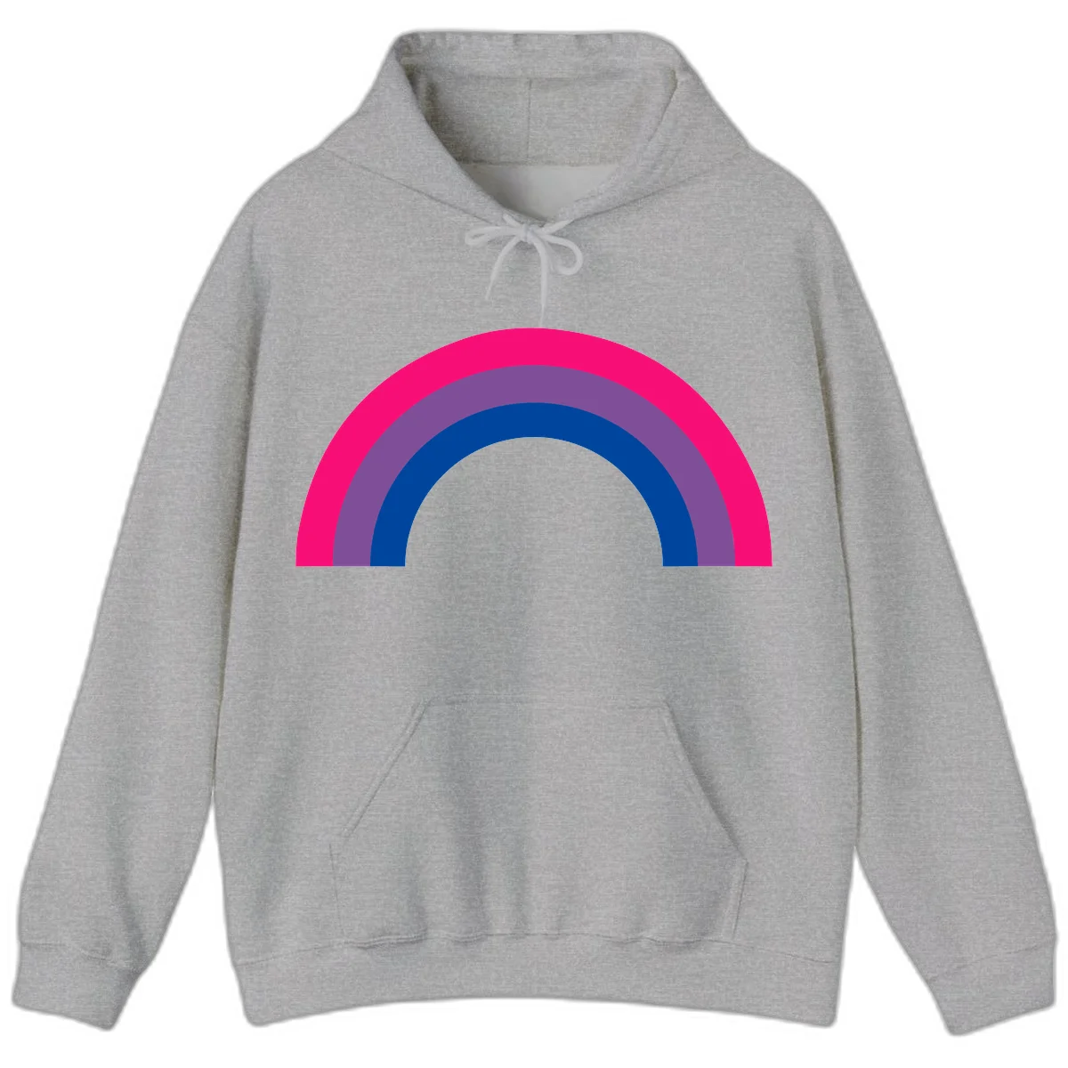 Concentric rainbow pride design featuring four nested semicircular arcs in hot pink, purple, dark blue, and gray. in Sport Grey