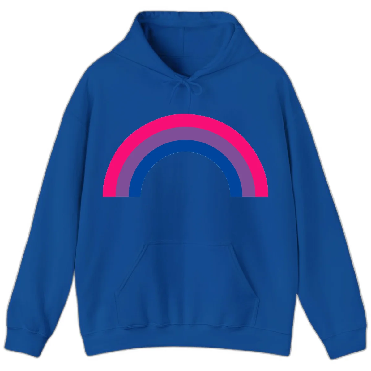 Concentric rainbow pride design featuring four nested semicircular arcs in hot pink, purple, dark blue, and gray. in Royal