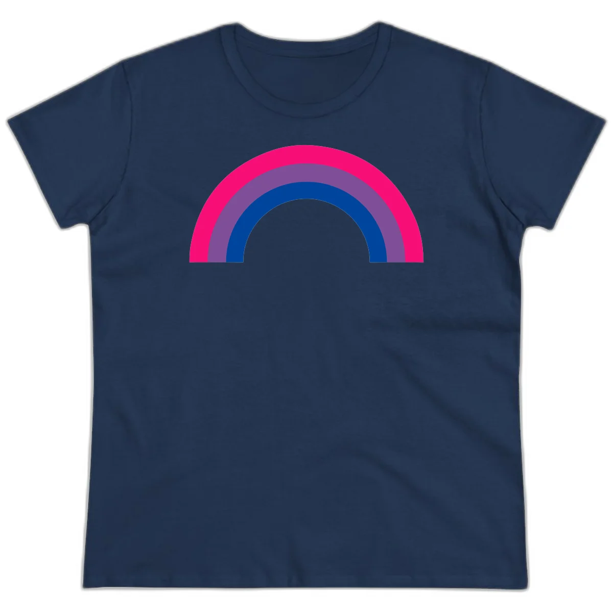 Concentric rainbow pride design featuring four nested semicircular arcs in hot pink, purple, dark blue, and gray. in Navy