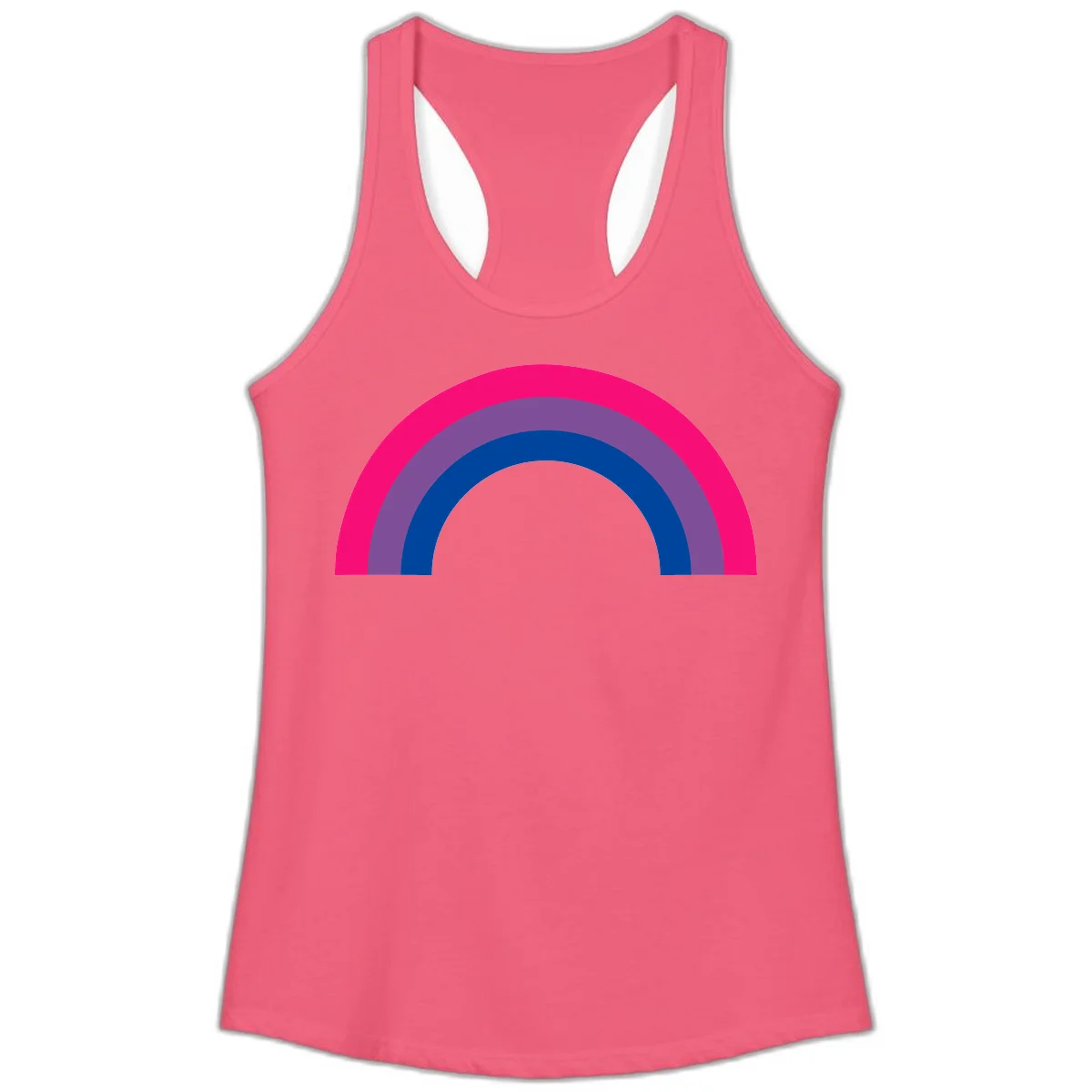 Concentric rainbow pride design featuring four nested semicircular arcs in hot pink, purple, dark blue, and gray. in Hot Pink