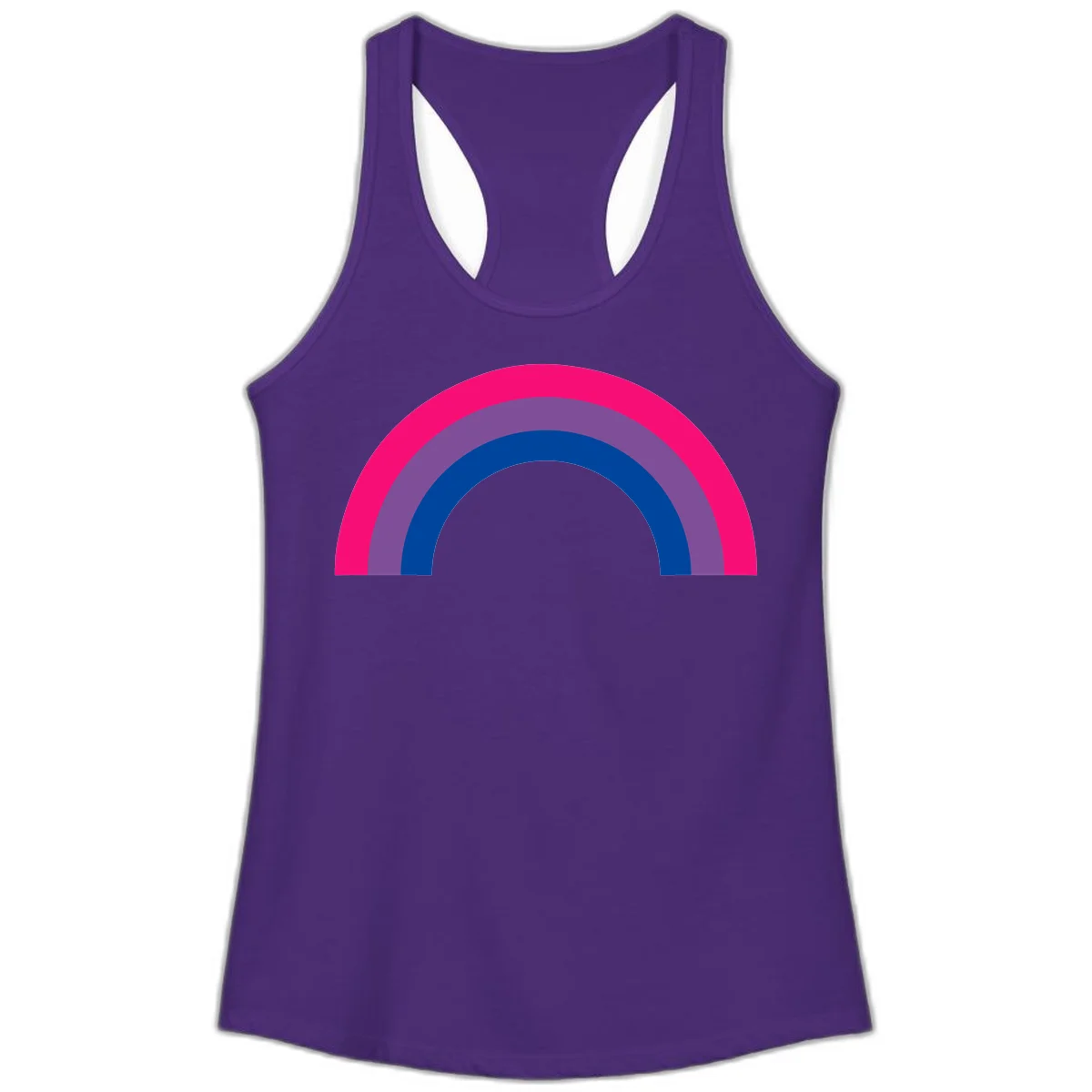 Concentric rainbow pride design featuring four nested semicircular arcs in hot pink, purple, dark blue, and gray. in Solid Purple Rush